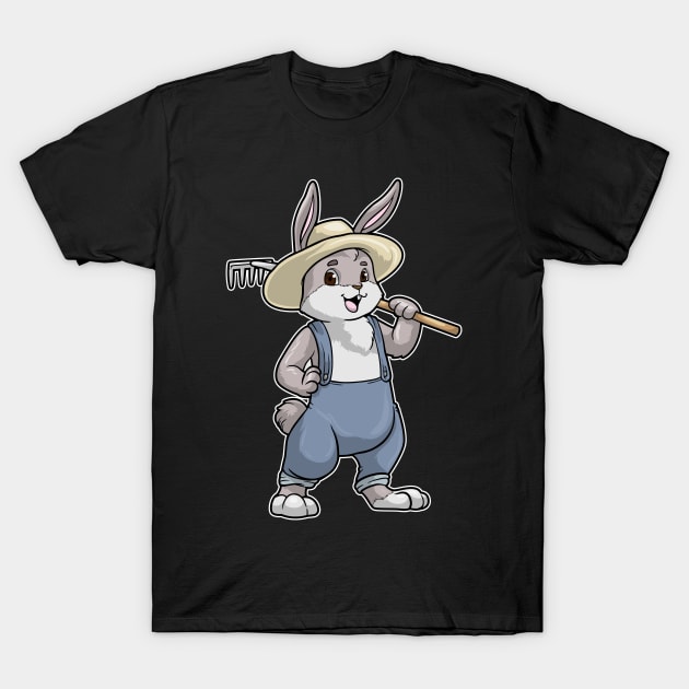 Rabbit as Farmer with Rake T-Shirt by Markus Schnabel